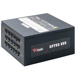 Itek Voeding voor PC GF750 EVO - 750 W, HDB Hydraulische Dynamic Bearing Ventilator 12 mm, Actieve PFC-bescherming, Efficiëntiecertificering 80 Plus Gold, Semi Modulair, Free Plug