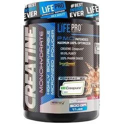 Life Pro Creatina Monohidratada Creapure 500g, Creatina Pura en Polvo con Dosificador, Mejora el Rendimiento Deportivo, Sin Gluten, Creatina Micronizada para Entrenamiento y Recuperación