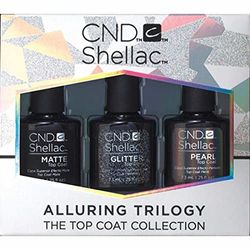 CND Shellac Lot de 3 top coats de finition mate à paillettes, nacrées et noires 7,3 ml