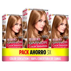 Garnier färgsensation 3-pack: levande och hållbar färg, full täckning av hår, med skål och pensel, mjukt och silkeslent hår, 7,0 blond