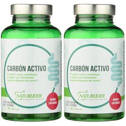 Naturlider - Carbón Activo Vegetal - Reduce los Gases que se Producen en las Digestiones Pesadas - 90 caps (Paquete de 2)