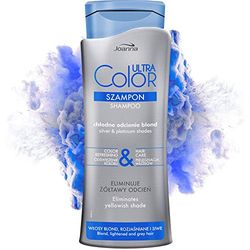 Joanna Ultra Color – Shampoo per colori argento e platino – Shampoo rivitalizzante per capelli – Cura dei capelli e lucentezza – Neutralizza tonalità giallastra – Shampoo per capelli senza lucentezza