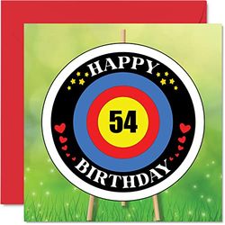 Fun 54th Birthday Cards for Men Woman - Target Age - Happy Birthday Card for Dad Mum Grandad Nanny Grandma Uncle Auntie Cousin Friend, 145mm Greeting Cards, Playful Card