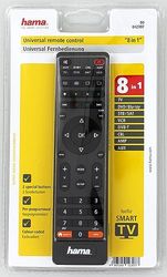 Hama Universele afstandsbediening 8-in-1 Smart TV (tot 8 apparaten bedienen, meer dan 1000 merken voorgeprogrammeerd, TV/DVD/VCR/SAT/AUX/DVBT/CBL/AMP) IR multifunctionele afstandsbediening,