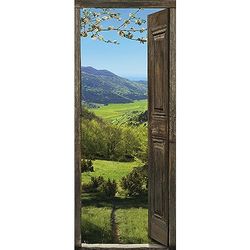 Plage Vista para as pradarias do monte, armadilha de porta, vinil, colorido, 83 x 3 x 204 cm
