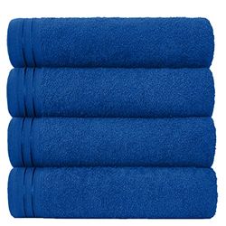 GC GAVENO CAVAILIA Lot de 4 Grandes Serviettes de Bain en Coton égyptien très absorbantes - Serviettes de Bain Extra Douces - Bleu Roi - Séchage Rapide - 450 g/m² - Lavables - 75 x 135 cm