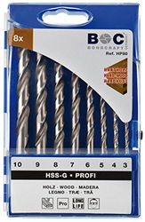 Bohrcraft – Juego de brocas en espiral para madera profesional (HSS-G HP 80/diámetro 3 – 10 x 1,0 mm/8 piezas/3110 14 30008