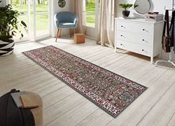 HANSE Home Tapis Vintage - 80 x 200 cm - Doux - À Poils Courts - Design rétro Vintage - pour Couloir, Chambre à Coucher, Chambre d'enfant, Salle de Bain, Salon, Cuisine - Vert