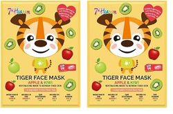 7th Heaven Tiger Sheet Face Mask Apple and Kiwi Revitalising Mask To Refresh Tired Skin (Pack of 2)