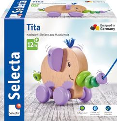 Selecta 52101 TITA - Juguete de Madera para Tirar y Tirar (14 cm), diseño de Elefante