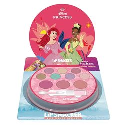 Lip Smacker Princess Shimmer Color Palette, Set de 12 Piezas de Maquillaje Infantil Princesas Disney con Cremas Brillantes, Colorete y Brochas, Maquillaje Infantil Divertido, Regalo Princesas Disney