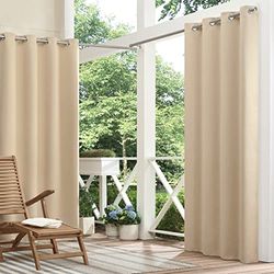 Eclipse Bradford - Cortina de Ventana Opaca versátil e Impermeable con Ojales para Interiores o Exteriores (1 Panel), 52 x 63 Pulgadas, Lino