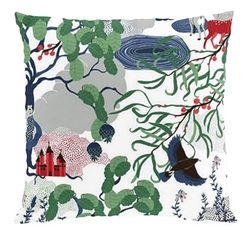 Arvidssons Textil Housse de Coussin Mimers Brunn Vert 43 x 43 cm