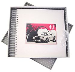 Wit Katoen Kaarten 40e Verjaardag, Kaart & Geheugen Boek, Klassieke Auto, Hout, Wit, 27 x 30 x 4 cm