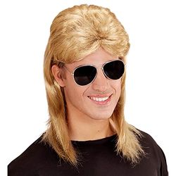 Widmann 01854 Pruik, 80 snit, met bril, voor carnaval en themafeesten, blond