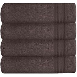 GC GAVENO CAVAILIA New Hampton Lot de 4 Serviettes de Bain 100% Coton filé à l'anneau, Extra absorbantes, Ultra Douces, égyptien, Noyer, 70 x 120 cm