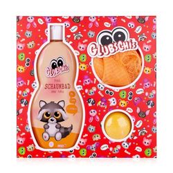 Accentra - Set da bagno GLUBSCHIS in confezione regalo, con bagno di schiuma da 340 ml, bomba da 100 g e spugna a rete, motivo clooney – Set regalo per ragazze o ragazzi per compleanno o Natale