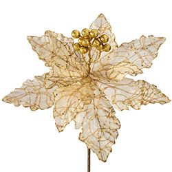 WeRChristmas Artificial Poinsettia Christmas Tree Flower Decoration, White, 32 cm