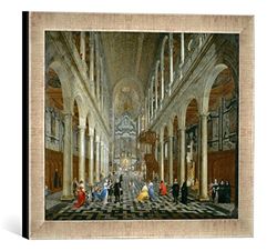 Ingelijste foto van Anton Günther Gheringh "Binnenaanzicht van de Jesuitenkirche naar Antwerpen", kunstdruk in hoogwaardige handgemaakte fotolijst, 40x30 cm, zilver raya