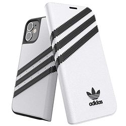 adidas Funda diseñada para iPhone 12 Mini de 5,4 Pulgadas, Funda Tipo Libro, antigolpes, Bordes elevados, Color Blanco y Negro