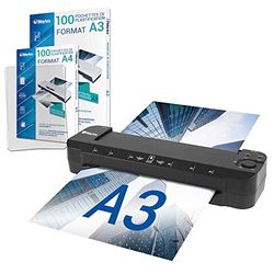 Plastificadora A3 A4 A5 A6 A7 Pro Ultra rápida en caliente y fría hasta 2 x 150 micras Temperatura ajustable Uso profesional intensivo – Pack con 100 fundas A4 + 100 fundas A3
