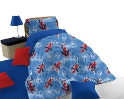 Spiderman, Trapunta Piumone Invernale Singolo, 1 Piazza, Blu, In Cotone, Marvel, Cm.170x260, Letto Cameretta