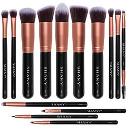 SHANY Lot de 14 pinceaux de maquillage – Rose All Day – Lot de 14 pinceaux de maquillage pour fond de teint, poudre, anti-cernes, fard à paupières, pinceaux de maquillage Kabuki en or rose