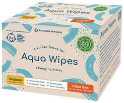 Aqua Wipes Essentials Baby Wipes - Vegan, Biodegradable Wipes with 99.3% Water (Bundle of 4 Packs of 56 Wipes, 224 Wipes) (Printed Carton - 12 Packs, Originals)