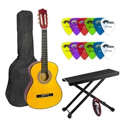 Klassieke gitaar Met Gig Bag, Voetenbank, Extra Plectrums 1/2 NATUURLIJK