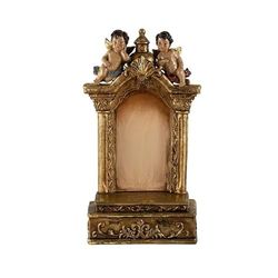 Hornacina con Angeles para Figuras de Santos o Velas Dorada de Resina Pintada a Mano 8x5x23 cm