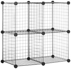 Amazon Basics Opslagkubussen, staaldraad, zwart, 4 stuks, 37 x 77 x 77 cm (D x B x H)