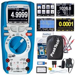 PeakTech 3440 - Multímetro digital Rms com 4.0 Bluetooth e ecrã gráfico, 50000 contas, portátil profissional, Tuv / Gs, alcance automático medidor de tensão, testador de continuidade - Cat III 1000 V