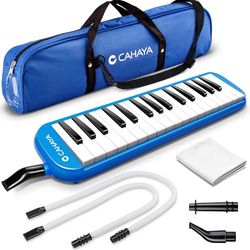 CAHAYA Melodica 32 tangenter med fodral och flexibel plastspets för barn, musikälskare, blå CY0050-2
