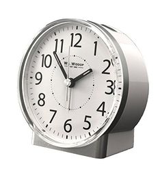 Widdop & Bingham White Alarm Clock with Silent Sweep No Ticking Feature Plus Snooze, Auto Shut off & Light by