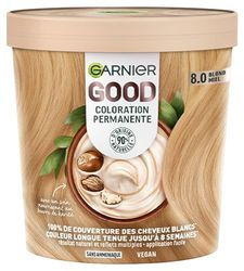 Garnier - Colorazione permanente - Senza ammoniaca - 90% di ingredienti di origine naturale - Burro di karité - 100% copertura per capelli bianchi - GOOD Blond Miele 8.0