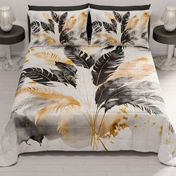 PETTI Artigiani Italiani - Summer Bedspread 220 x 260 cm 100 g/m² Double Face, Spring Quilt, Lightweight Quilt, Black Palm Tree, 100% Made in Italy