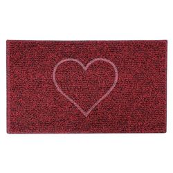 Nicoman HEART Embossed Shape Door Mat-Trapper Jet-Washable Doormat-(Use Indoor or Sheltered Outdoor), Medium (75x44cm), Red with Black