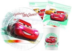 Ciao- Party Table Set Disney Cars High Speed compostable FSC paper 24 people (88 pcs: 24 plates Ø23cm, 24 cups, 40 napkins), Y6169