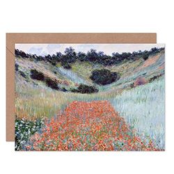 Artery8 Claude Monet Poppy Field In Hollow Near Giverny Fine Art Greeting Card Plus Envelope Blank Inside
