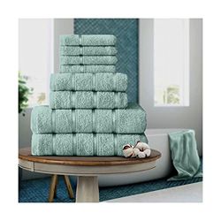 FAIRWAYUK 8-Piece Towels Bale Set for Bathroom, Ultra Soft Premium Quality Water Absorbent Towel Gift Sets, 100% Egyptian Cotton, 4x Face 2x Hand 2x Bath Towels, Duck Egg