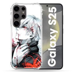 Cokitec Förstärkt fodral för Samsung Galaxy S25 Manga Tokyo Ghoul Kaneki vit