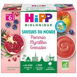 HiPP Biologique Pommes Myrtilles Grenades Coupelles 4x100g