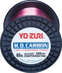 Yo-Zuri líder H.D.Carbono FLUOROCARBONO 100% Leader 250YDS 80LB 229m (0.847mm), Rosa desaparecido, Talla única
