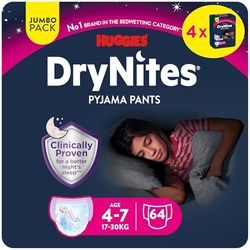 HUGGIES DryNites Girl's, 4-7 Years Jumbos (64 Pants) Disney Frozen