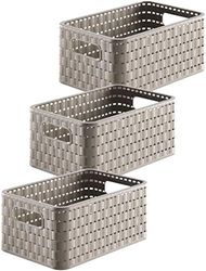 Rotho Country Lot de 3 boîtes de rangement 6l en rotin, Plastique (PP) sans BPA, cappuccino, 3 x A5/6l (28.0 x 18.5 x 12.6 cm)