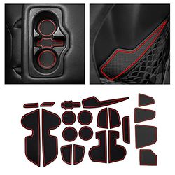 CupHolderHero fits Jeep Compass Accessories 2018-2022 Premium Custom Interior Non-Slip Anti Dust Cup Holder Inserts, Center Console Liner Mats, Door Pocket Liners 21-pc Set (Red Trim)