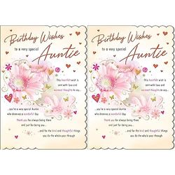 Piccadilly Greetings Traditional Birthday Card Auntie - 9 x 6 inches, pink (Pack of 2)
