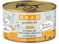 GRAU - het origineel - Natvoer voor honden - Gevogelte met pastinaak/broccoli, 1 verpakking (1 x 200 g), graanvrij, voor gevoelige volwassen honden