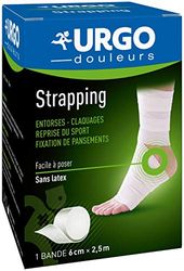 Urgo - Strapping - Bande élastique adhésive - Contention / Fixation de pansements - 1 bande 2,5mx6cm