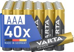 Pilhas AAA Micro VARTA Power on Demand (adequadas para acessórios de computador, aparelhos domésticos inteligentes ou lanternas), pacote de 40 unidades